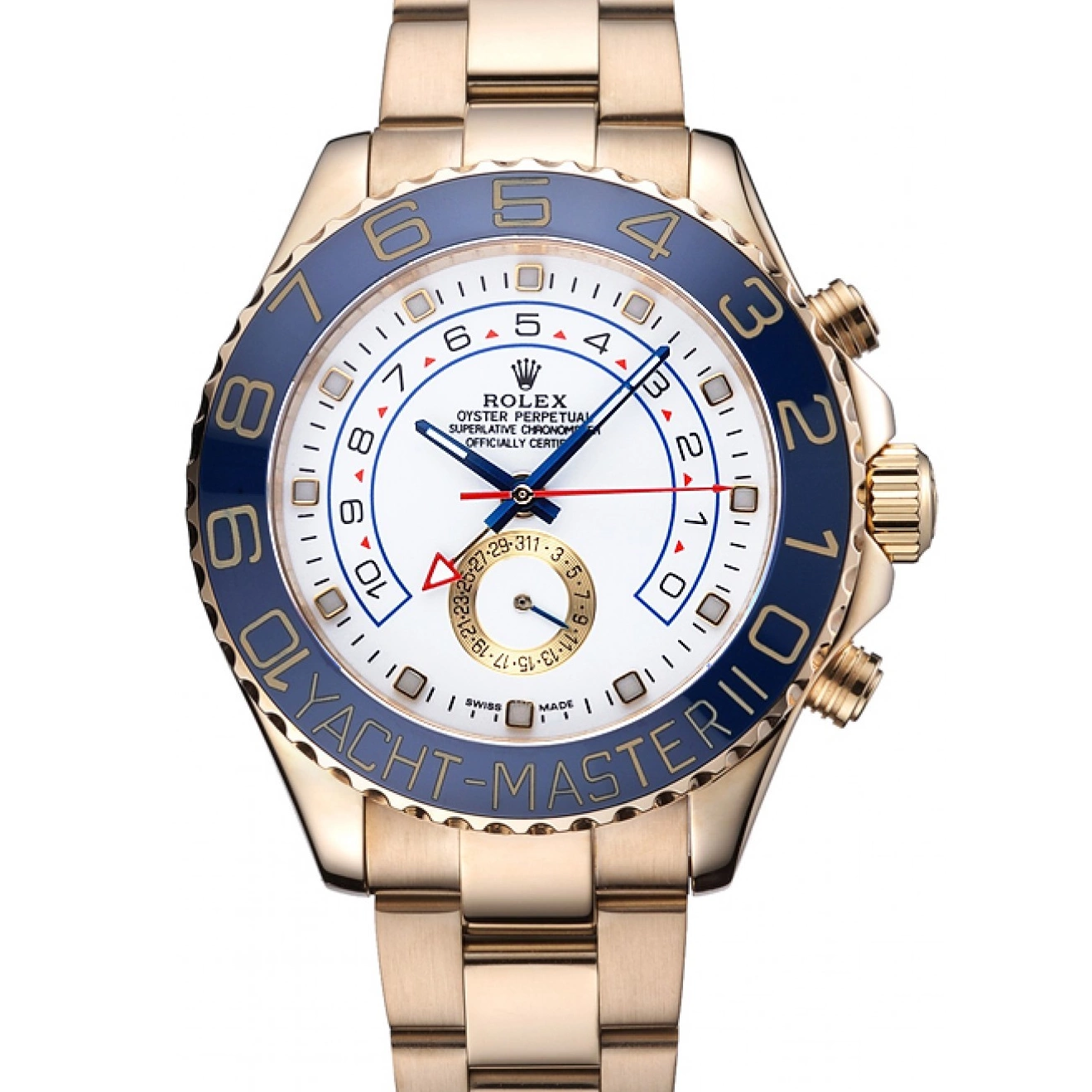 Bezel Yachtmaster Dial Rolex II 622271 Gold White Blue Bracelet 0731